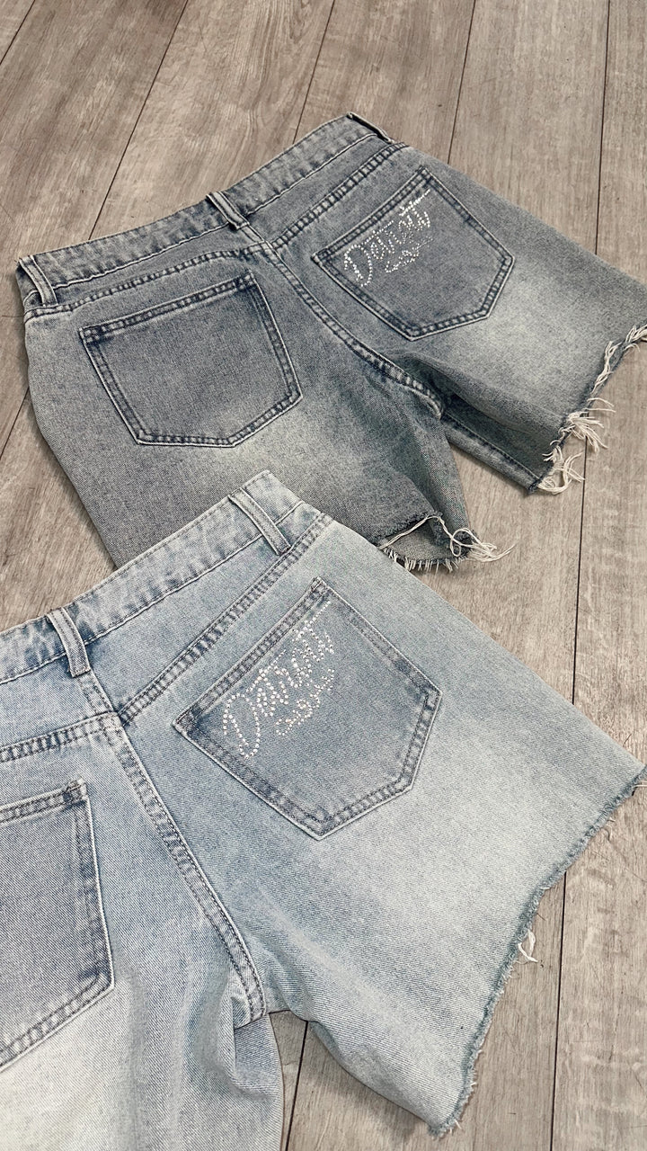 Detroit Rhinestone Jeans Shorts