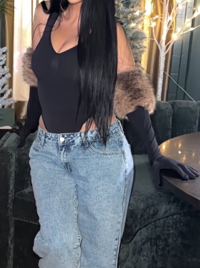 The Satin Faux Fur Glove