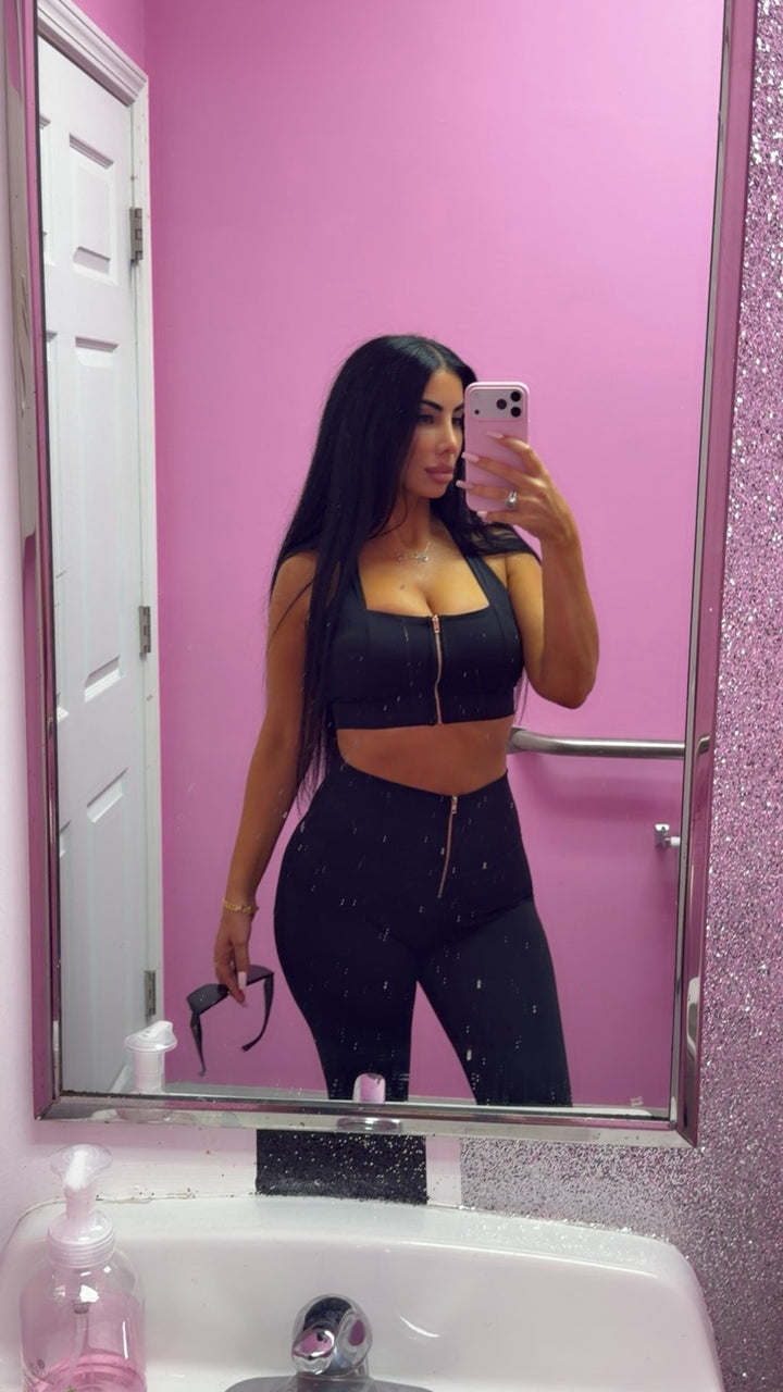 Gold Zipper Sports Bra