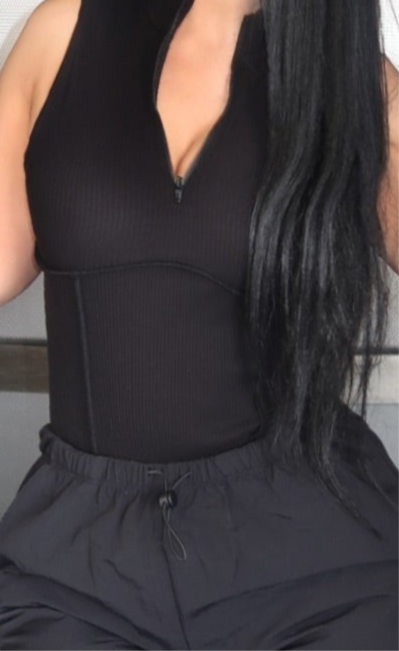 Black Zip Up Bodysuit