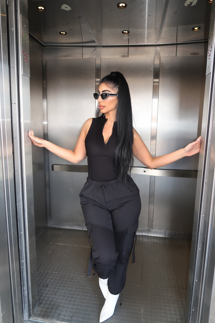 Black Zip Up Bodysuit