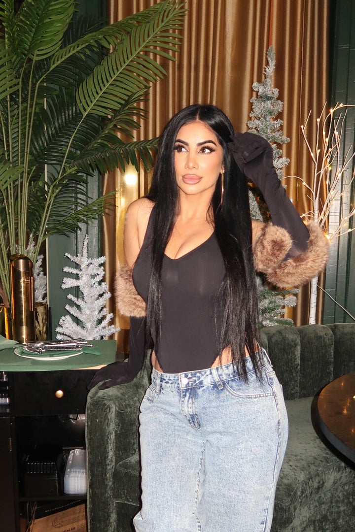 The Satin Faux Fur Glove