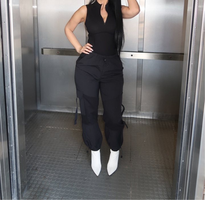 Black Zip Up Bodysuit