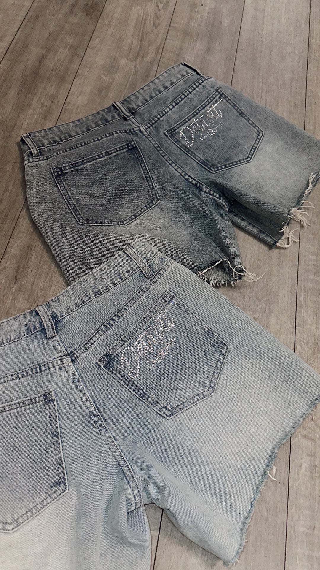 Detroit Rhinestone Jeans Shorts