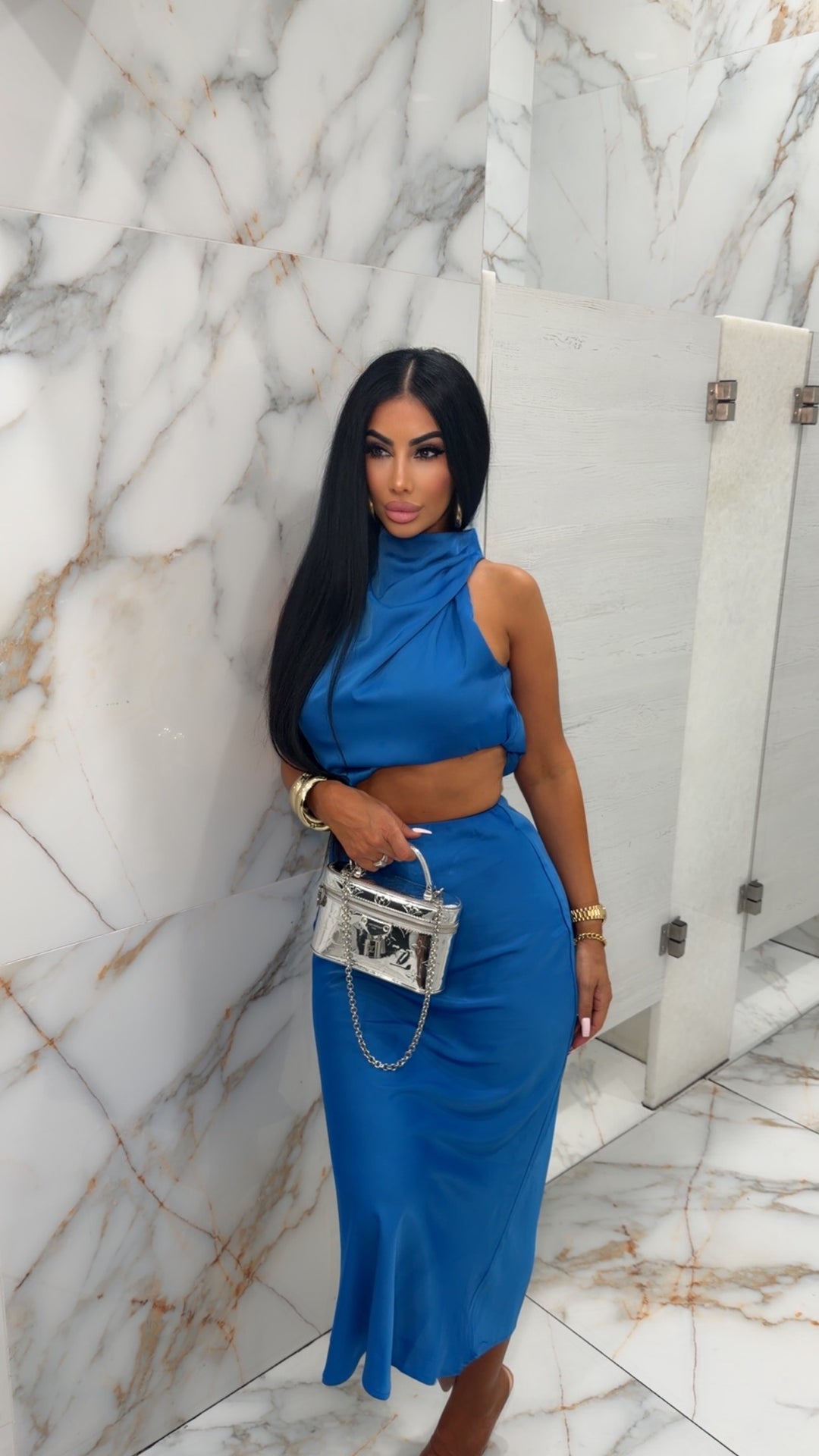Blue skirt set