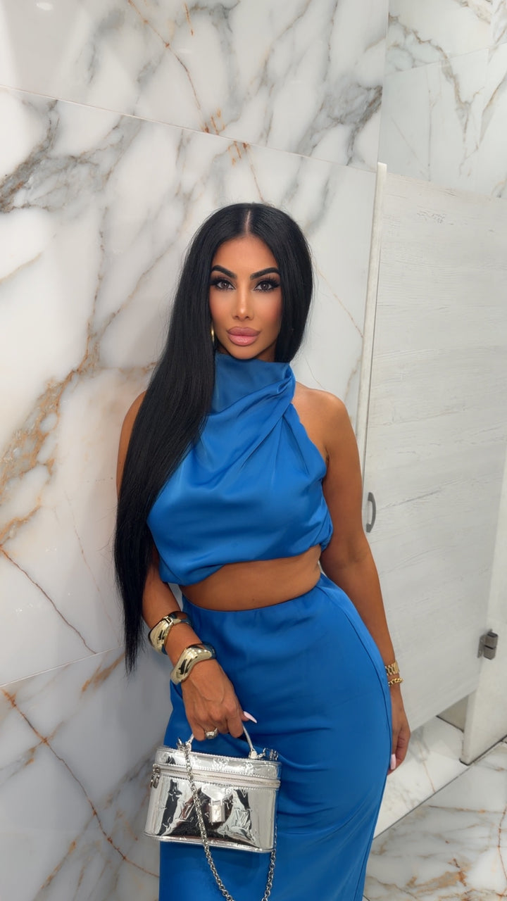 Blue skirt set