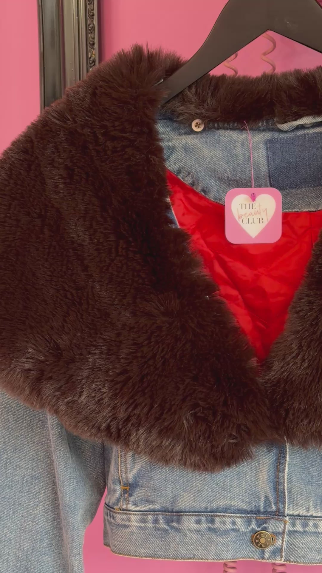 Brown Faux Fur Denim Jacket