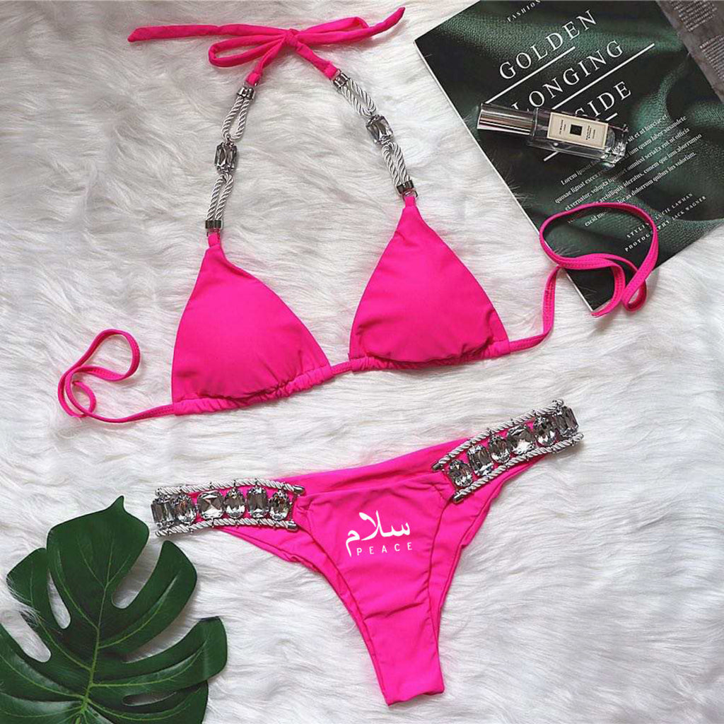 Pink jeweled Bikini
