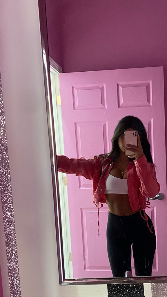 TBC cropped pink jacket